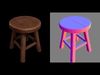 Rustic Wooden Stool 3D Model 3D model_1