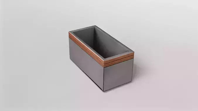 Modern Concrete Planter Box with Wooden Trim