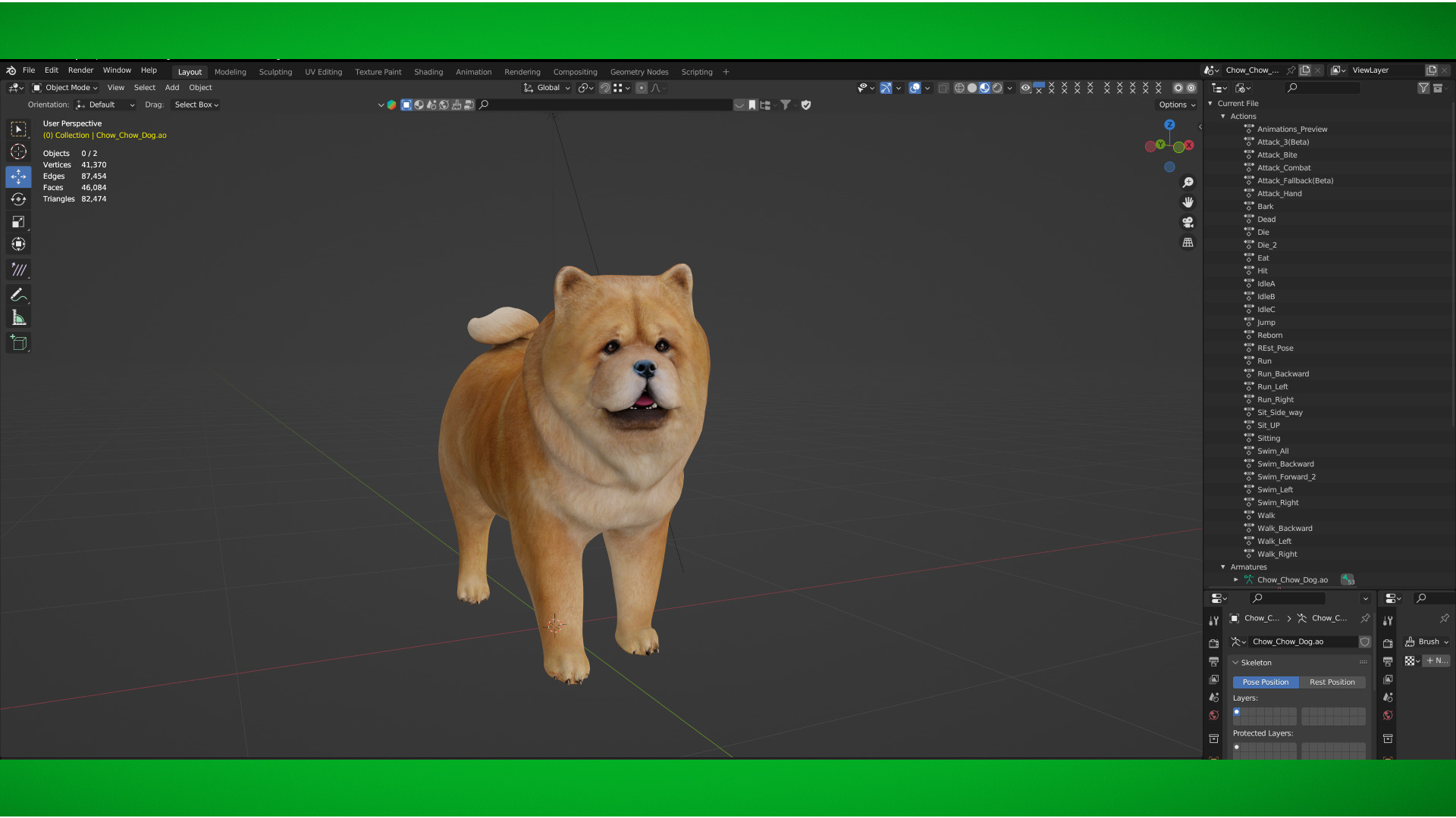 Chow Chow Dog Low-poly 3D model_3