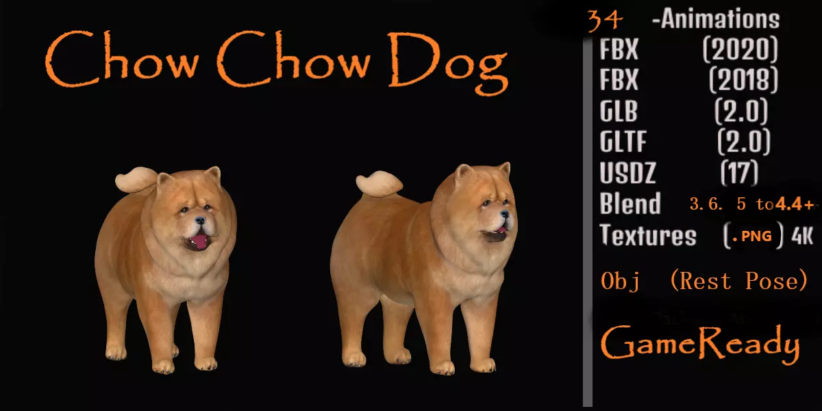 Chow Chow Dog Low-poly 3D model_0