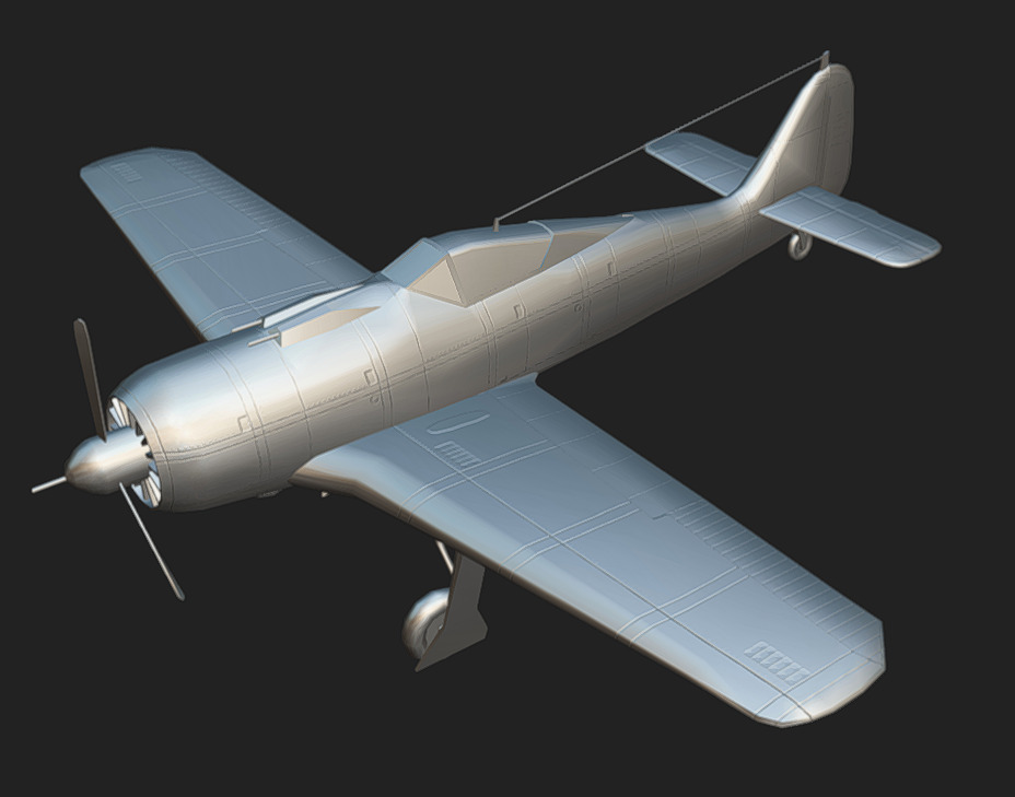 Focke-Wulf FW-190 Low-poly 3D model_9