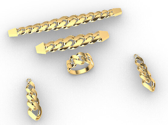 Luxury Jewelry Set 3D Bracelet Ring Earrings Necklace STL 3dm 3D print model