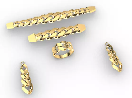 Luxury Jewelry Set 3D Bracelet Ring Earrings Necklace STL 3dm 3D print model_0