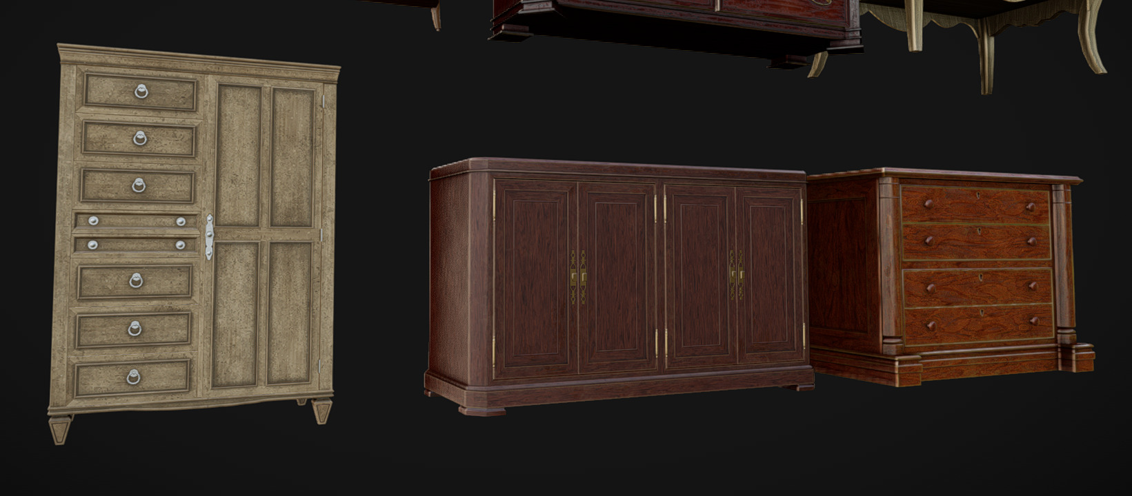 Furniture Pack 06 Low-poly 3D model_8