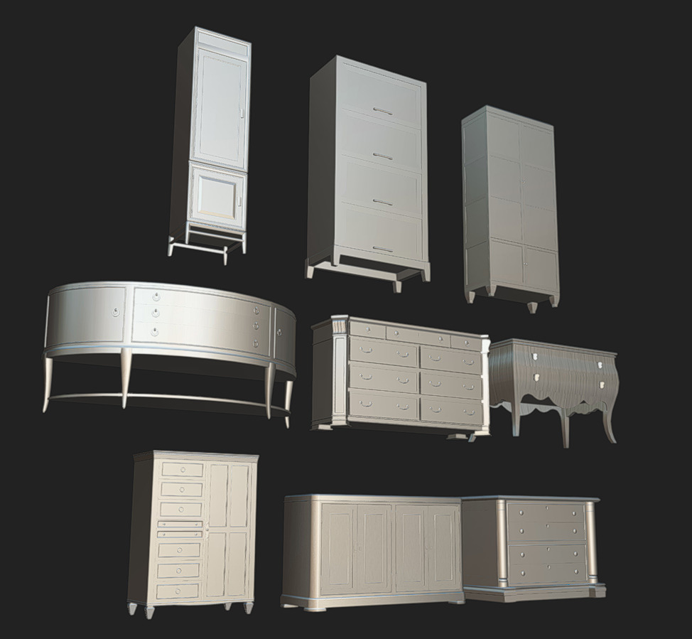 Furniture Pack 06 Low-poly 3D model_18