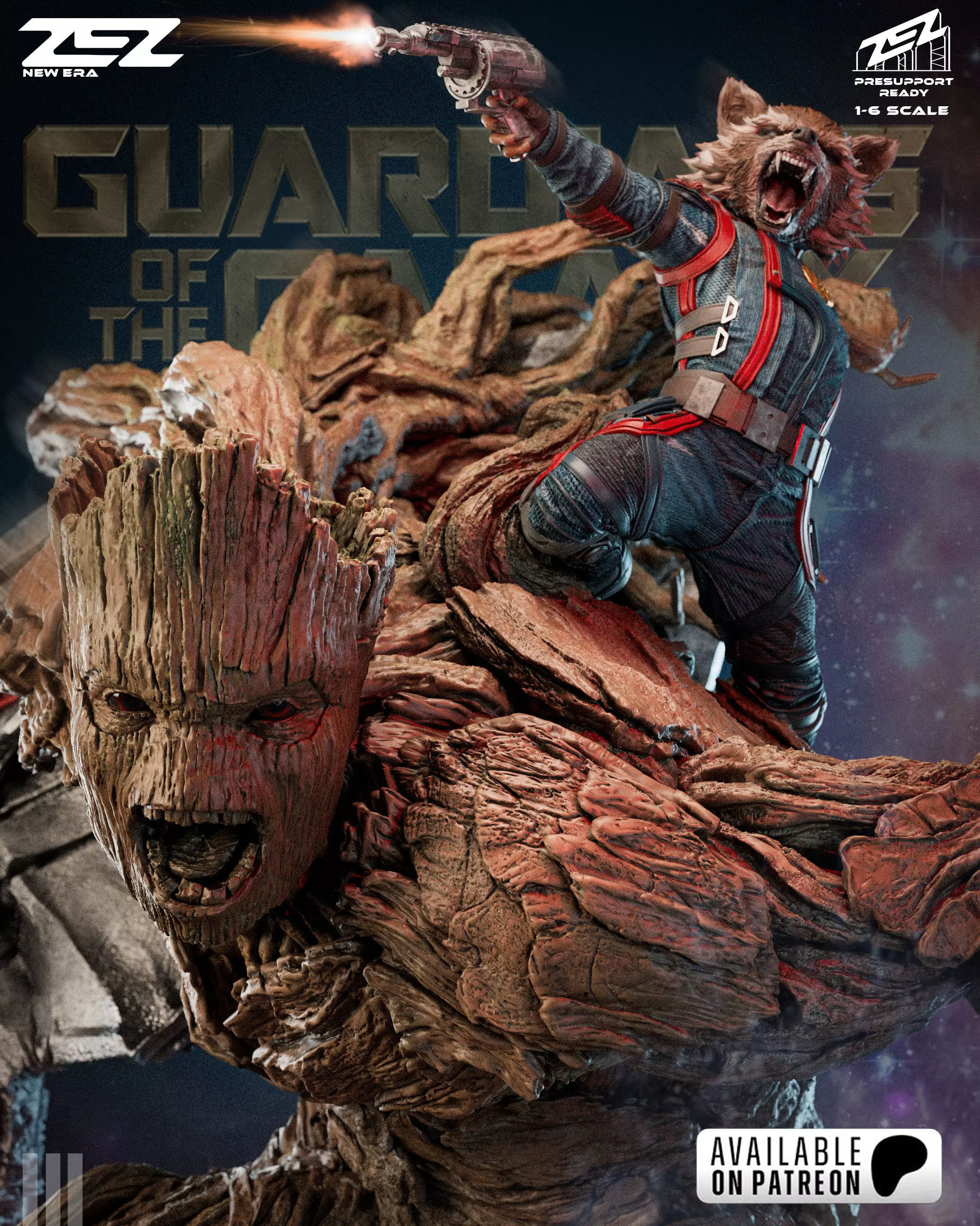 Groot and Rocket Diorama - STL 3D print model