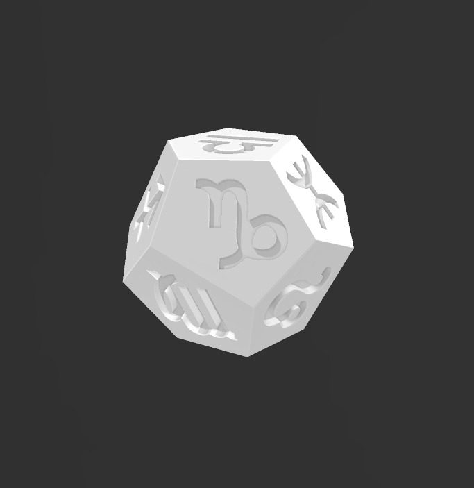 12 sided dice with all the zodiac signs 3D print model_1