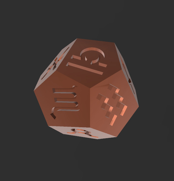 12 sided dice with all the zodiac signs 3D print model_3