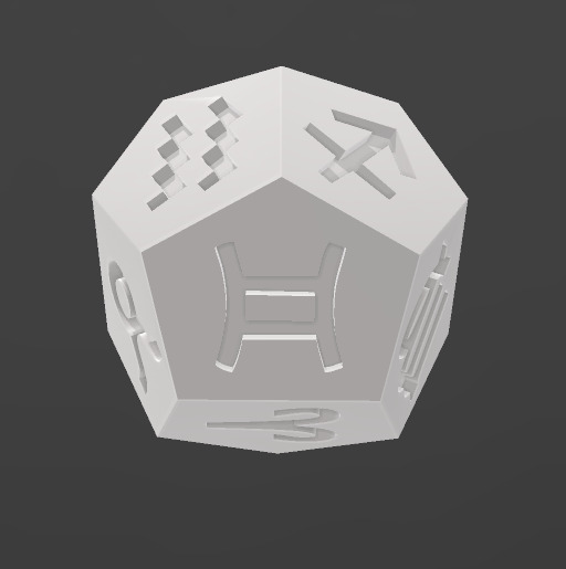 12 sided dice with all the zodiac signs 3D print model_7