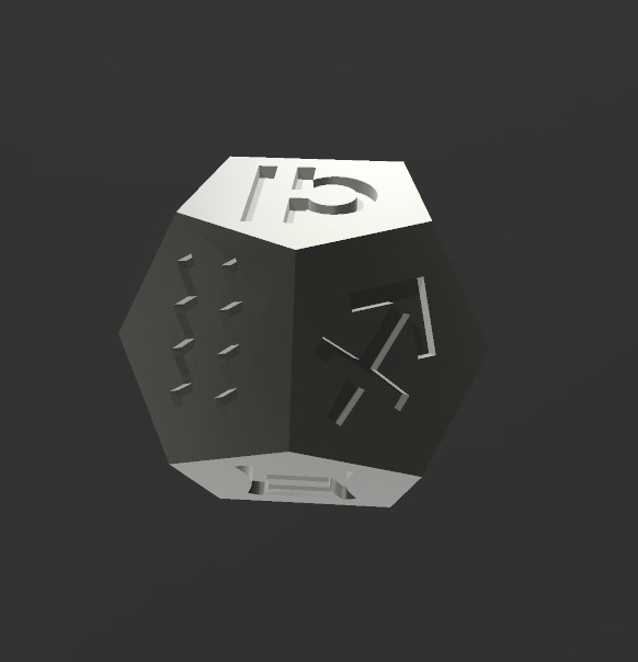12 sided dice with all the zodiac signs 3D print model_4