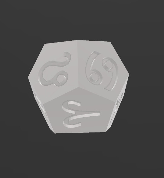 12 sided dice with all the zodiac signs 3D print model_6
