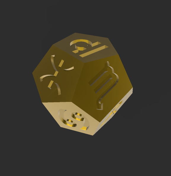 12 sided dice with all the zodiac signs 3D print model_2