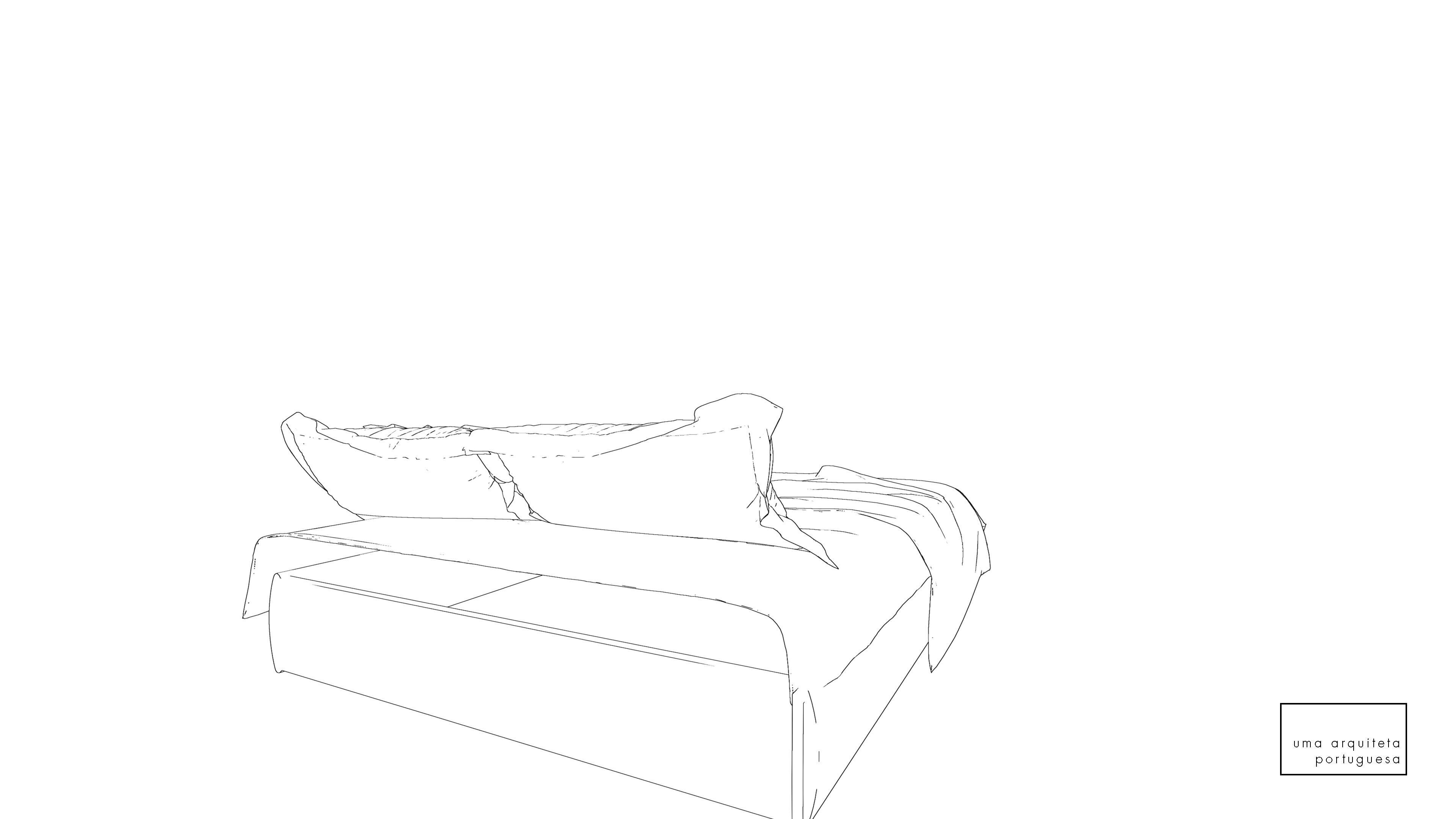 Double Bed with Pillows and Blanket - Wood - Fabric - 3D Model 3D model_2