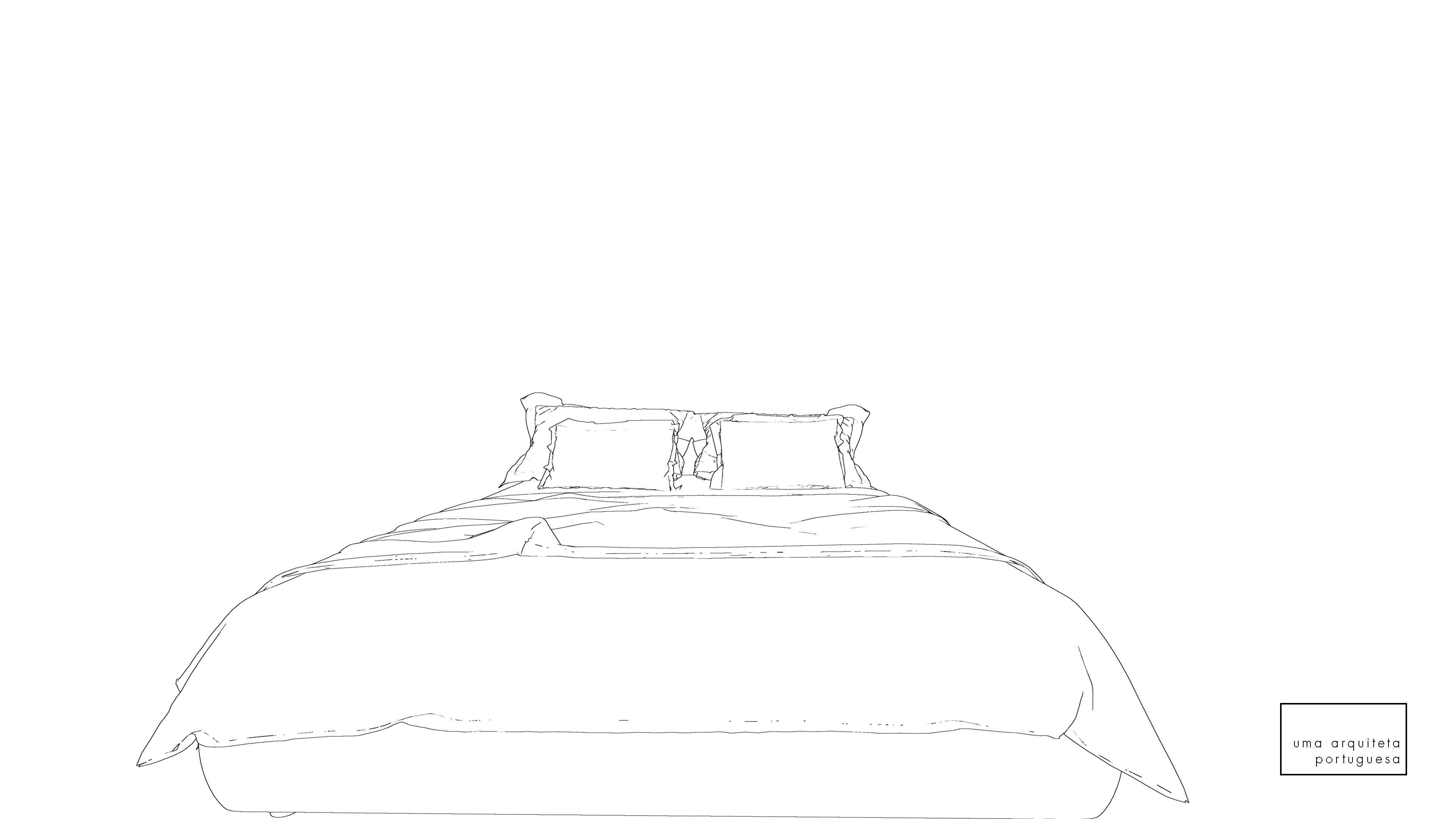 Double Bed with Pillows and Blanket - Wood - Fabric - 3D Model 3D model_1