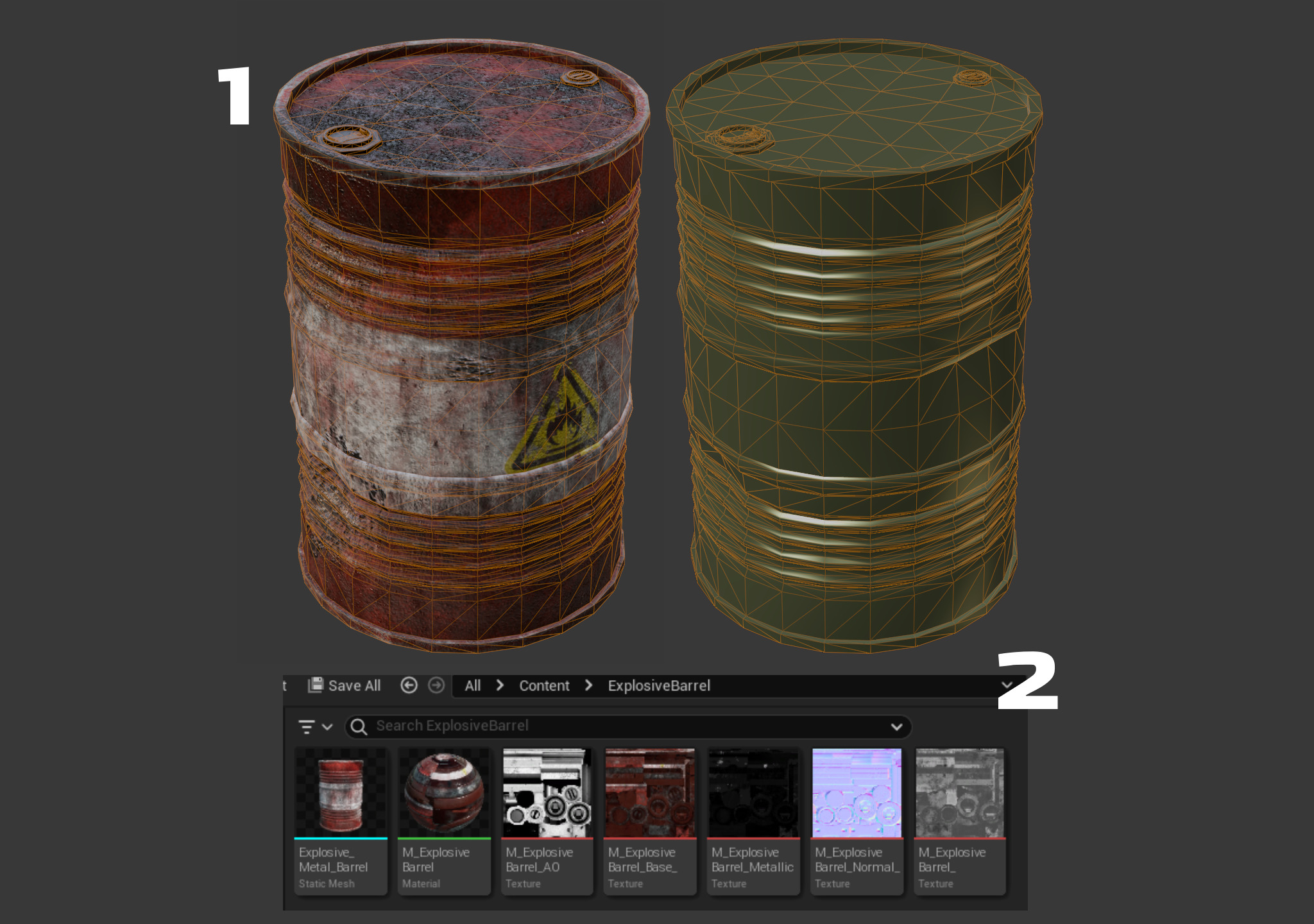 Explosive Barrel Low-poly 3D model_4