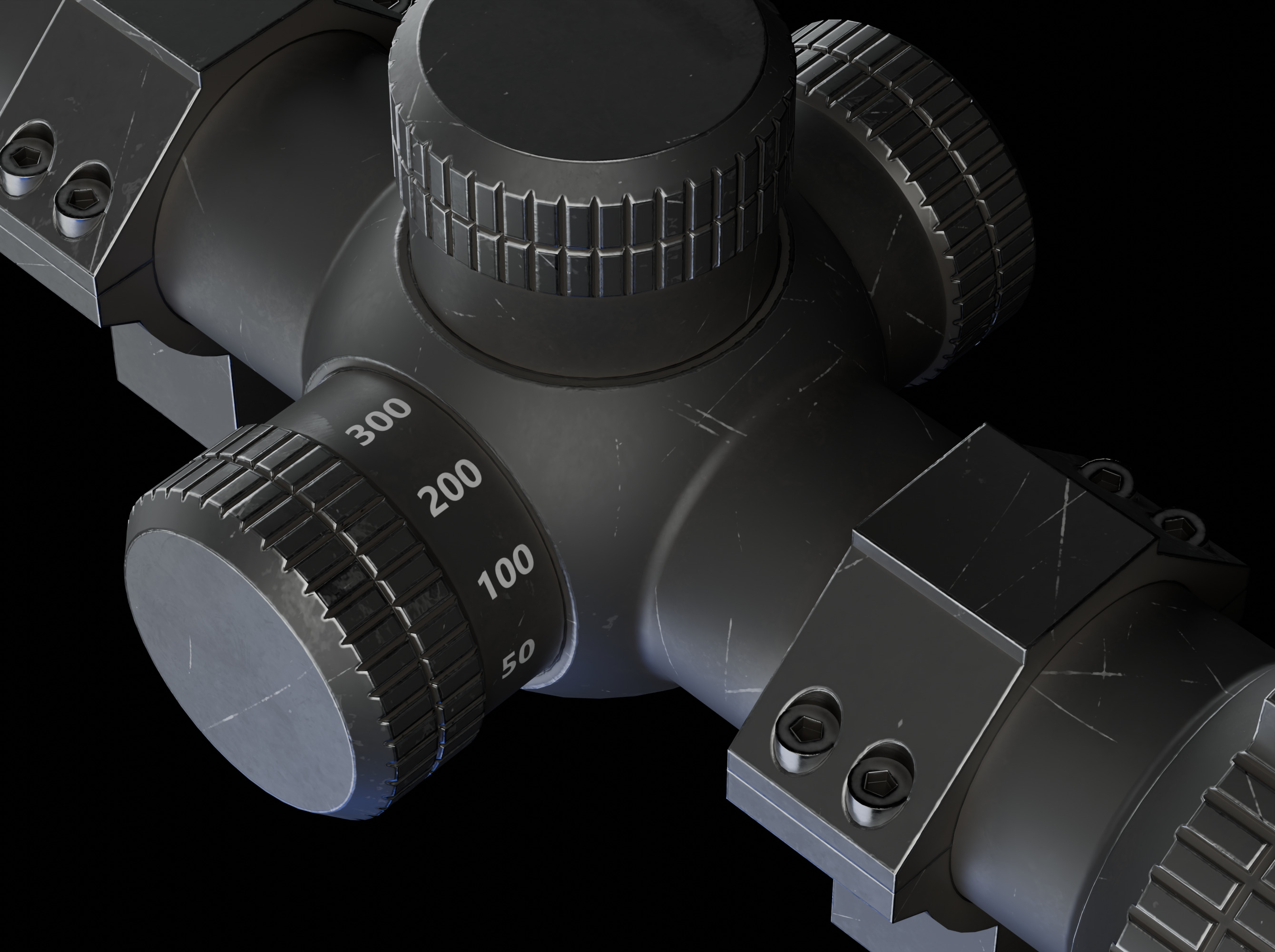 PBR Rigged Rifle Scope - Alpen KODIAK 10x44 Low-poly 3D model_4