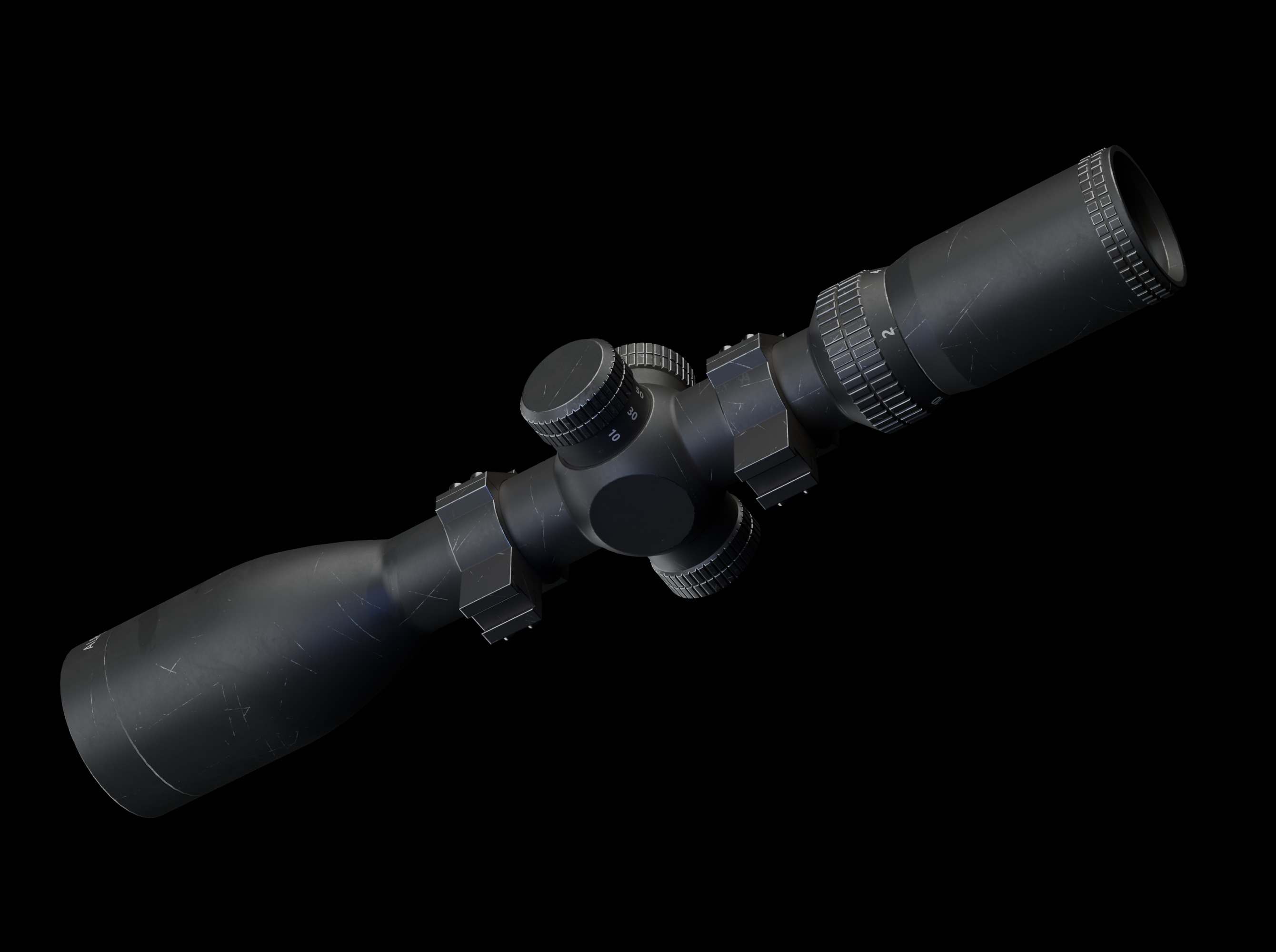 PBR Rigged Rifle Scope - Alpen KODIAK 10x44 Low-poly 3D model_7