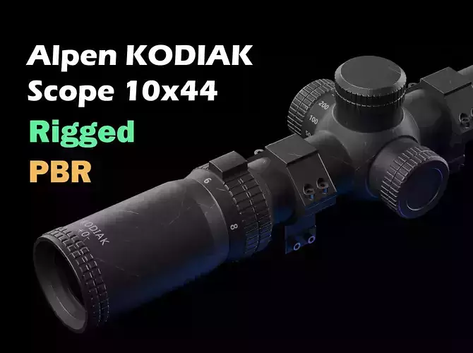 PBR Rigged Rifle Scope - Alpen KODIAK 10x44