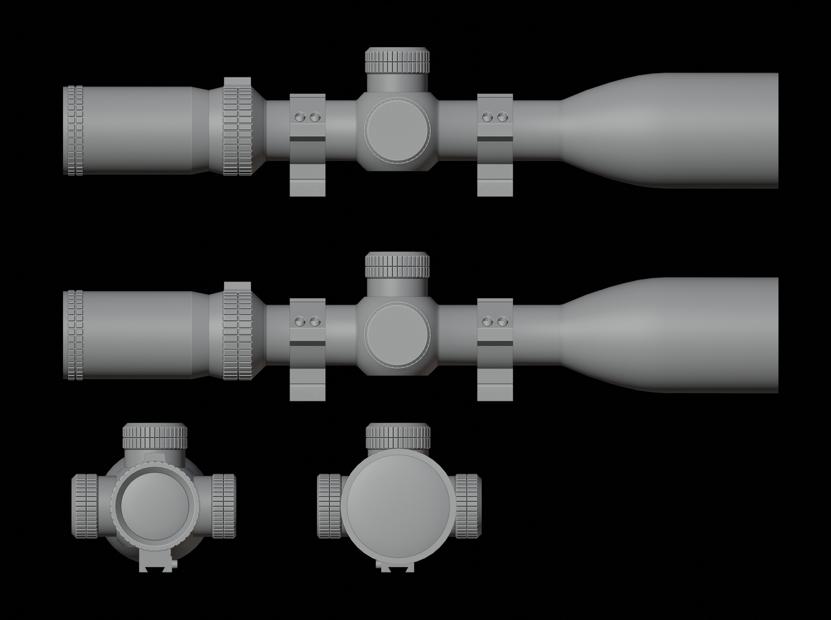PBR Rigged Rifle Scope - Alpen KODIAK 10x44 Low-poly 3D model_11