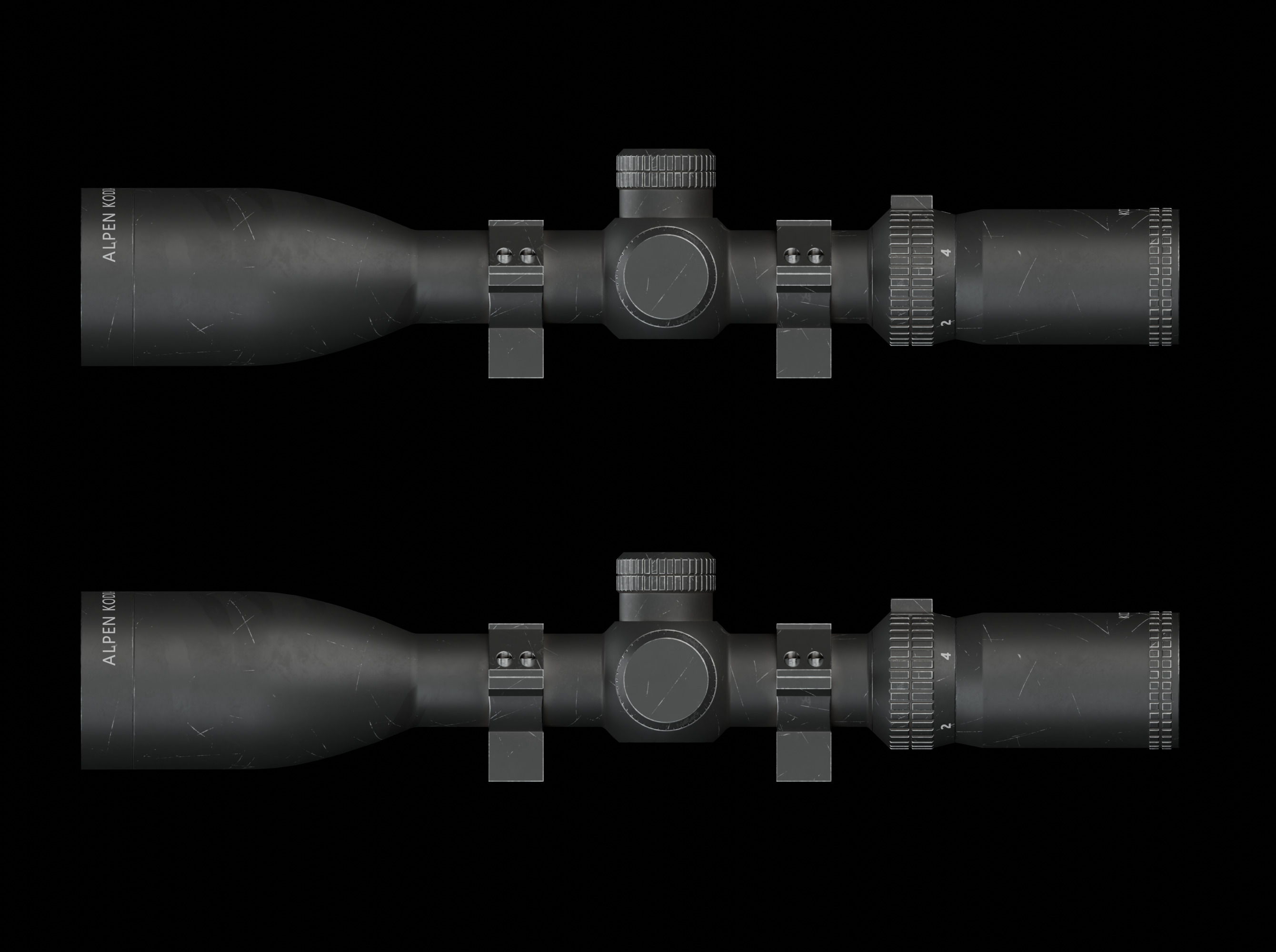PBR Rigged Rifle Scope - Alpen KODIAK 10x44 Low-poly 3D model_9