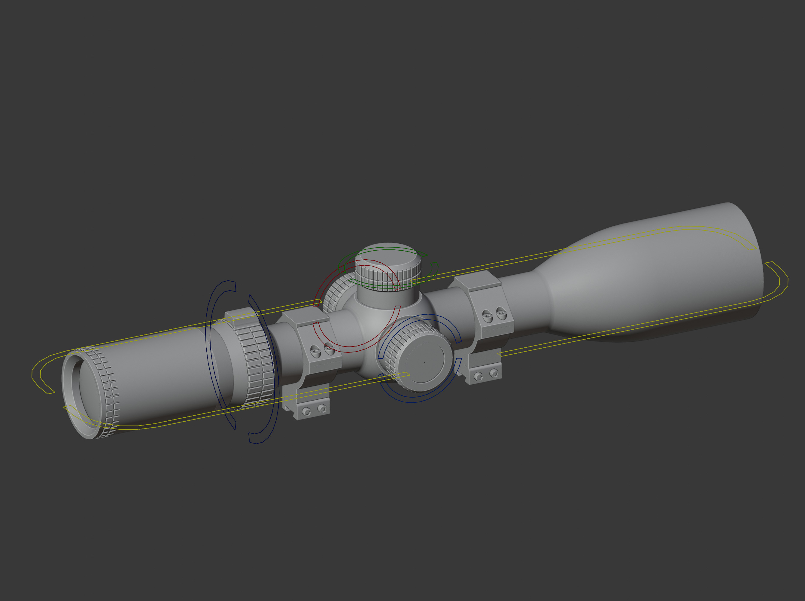 PBR Rigged Rifle Scope - Alpen KODIAK 10x44 Low-poly 3D model_12