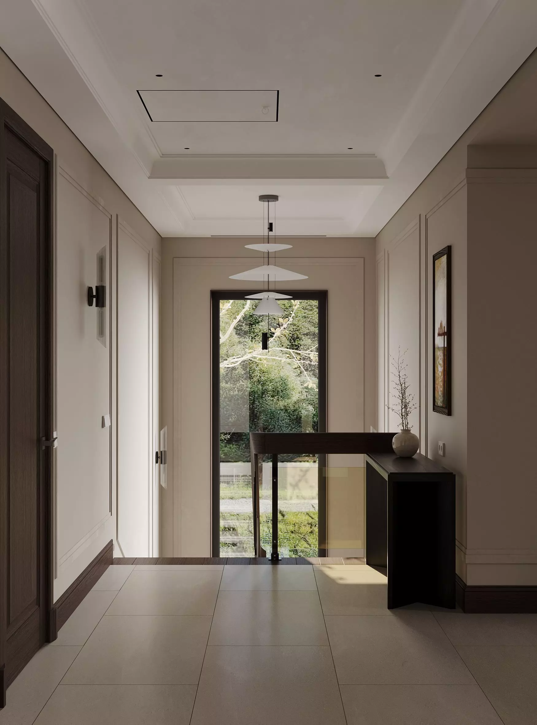 Interior Designed Scene with HALLWAY 2ND floor and STAIRS 3D model