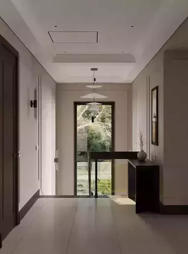 Interior Designed Scene with HALLWAY 2ND floor and STAIRS 3D model