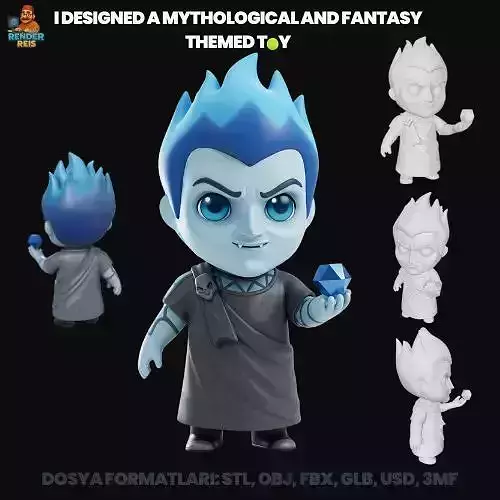 Hades Figure  3D Printable Cute Mythological Character Model