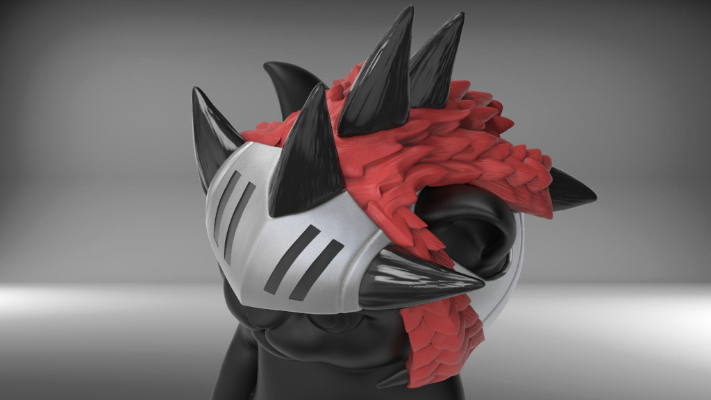 Cat Dragon Helmet STL for 3D print model_3