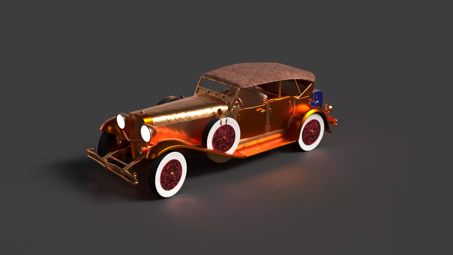 Chinese vintage car Low-poly 3D model_0