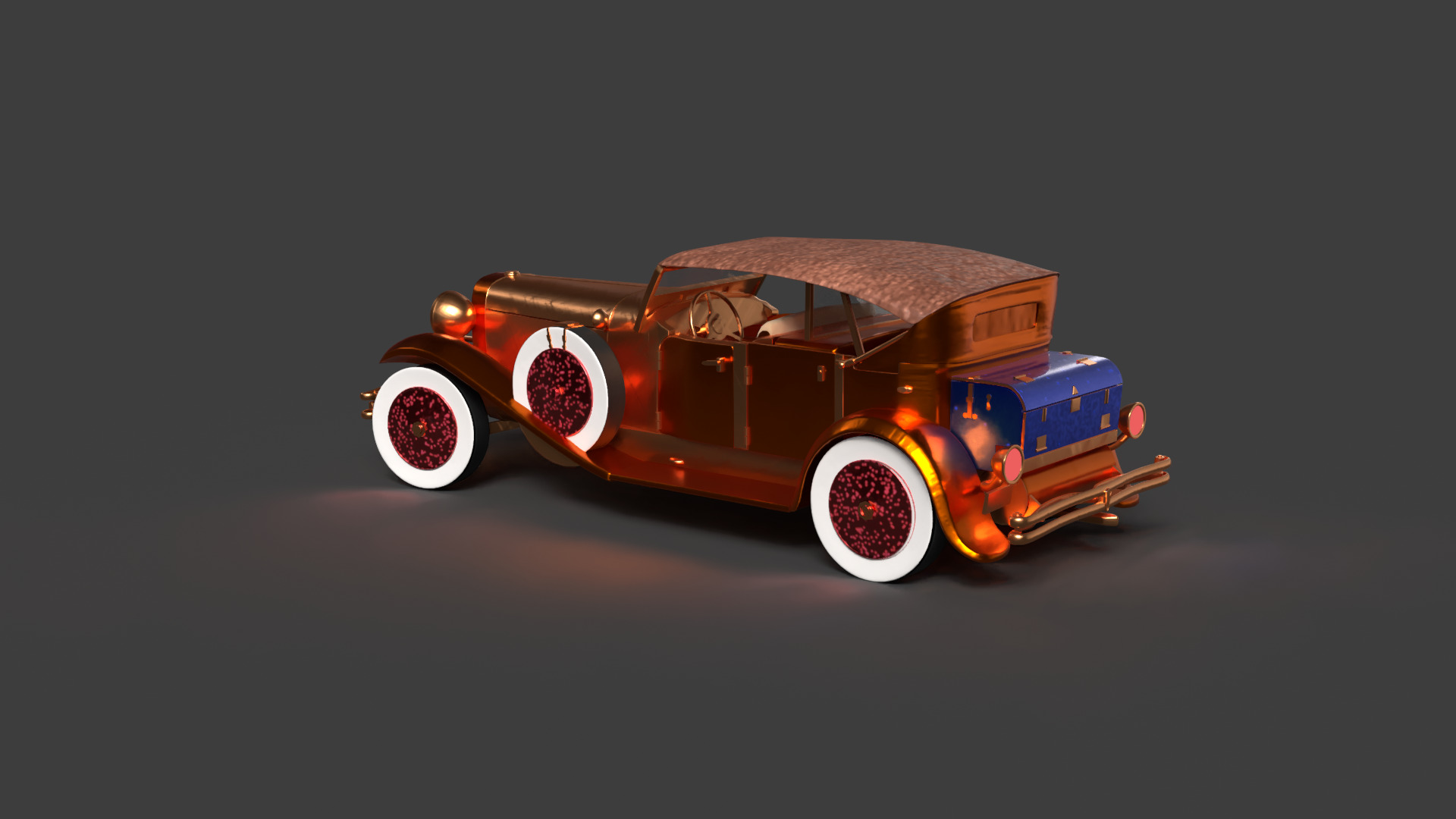 Chinese vintage car Low-poly 3D model_3