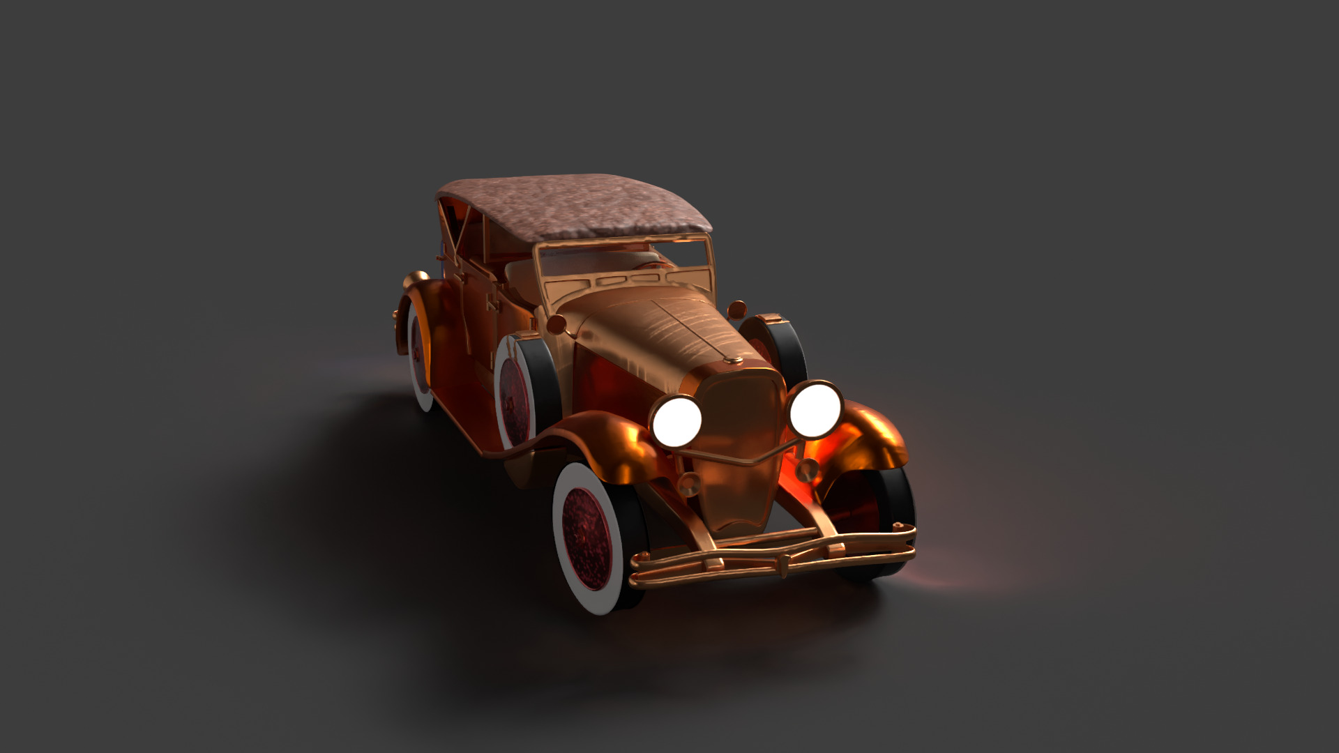 Chinese vintage car Low-poly 3D model_5