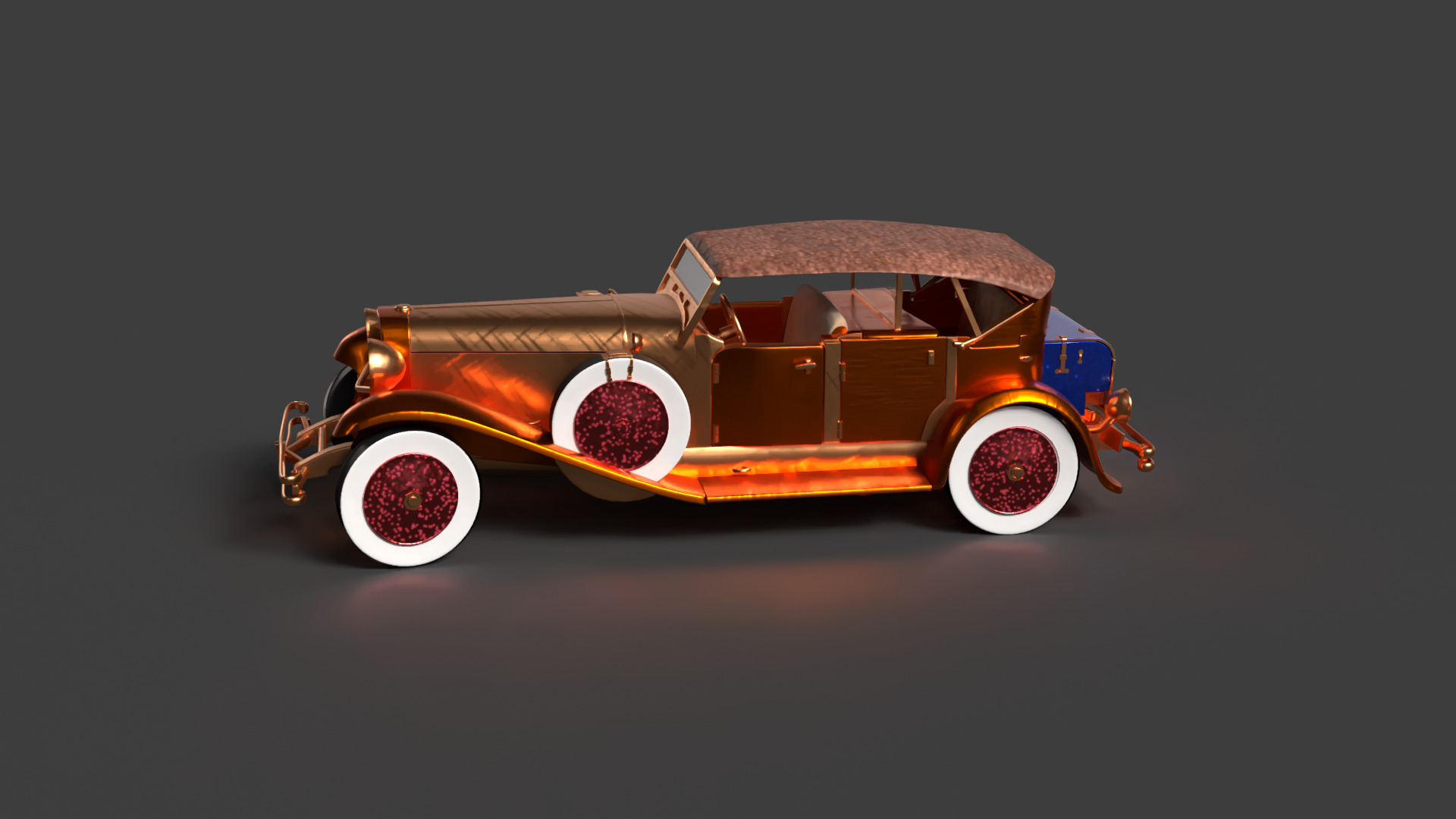 Chinese vintage car Low-poly 3D model_2