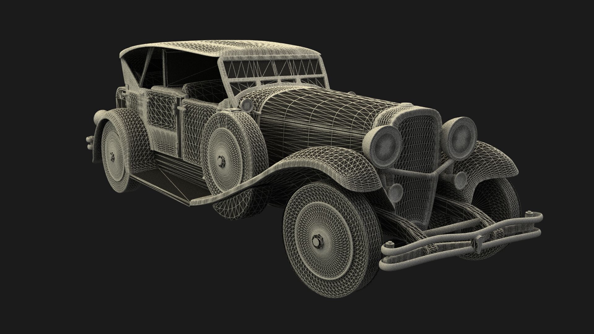Chinese vintage car Low-poly 3D model_7