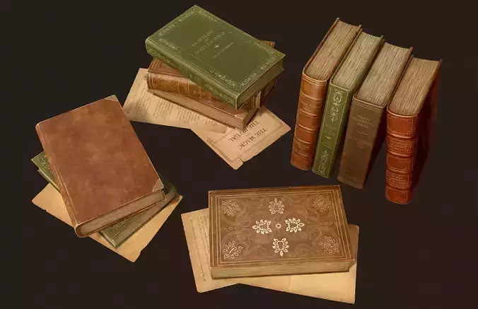 Mystery Books and Papers - PBR Game Ready
