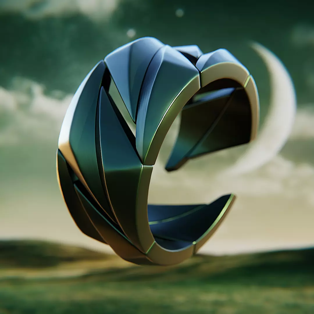 Spiral Blade Ring - Futuristic Sci-Fi Armor Jewelry 3D Model 70 3D print model