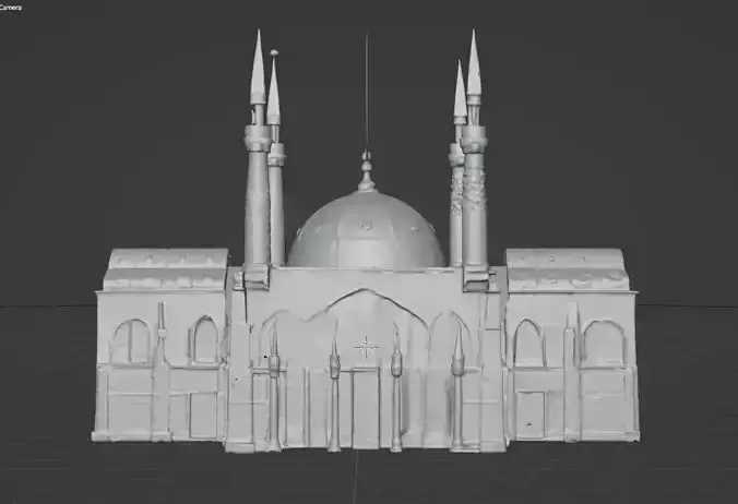 Stylized Mosque 3D Model with Crescent Dome 3D print model