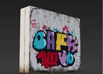 Urban Canvas  Graffiti Wall with Peeling Paint Low-poly 3D model 2