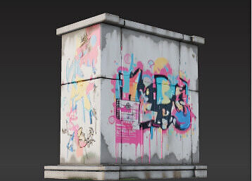 Urban Canvas  Graffiti Wall with Peeling Paint Low-poly 3D model 7