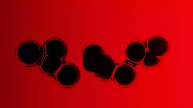Clustered Spheres on Gradient Red