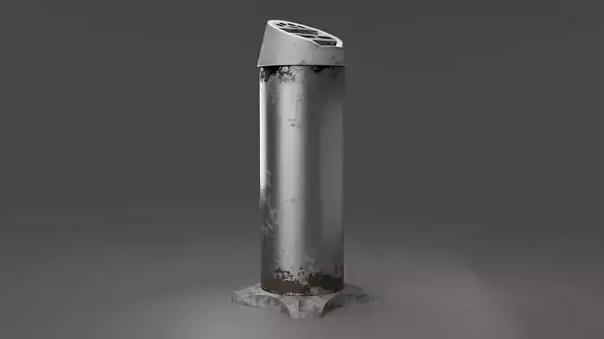 Old Rusty Aluminum Trash Can Dirty Garbage Bin 3D Model