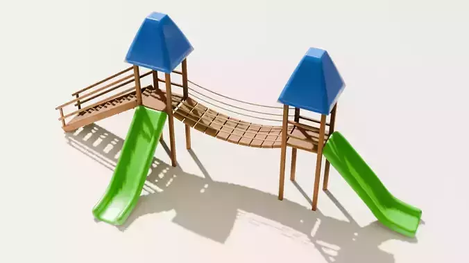 Playground castle with a slide