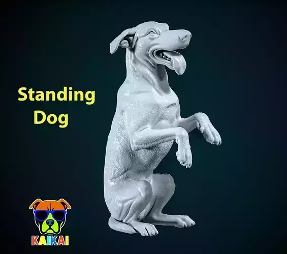 Dog sits and stands statue - Dog model - 3D print
