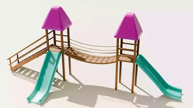 Playground castle with a slide
