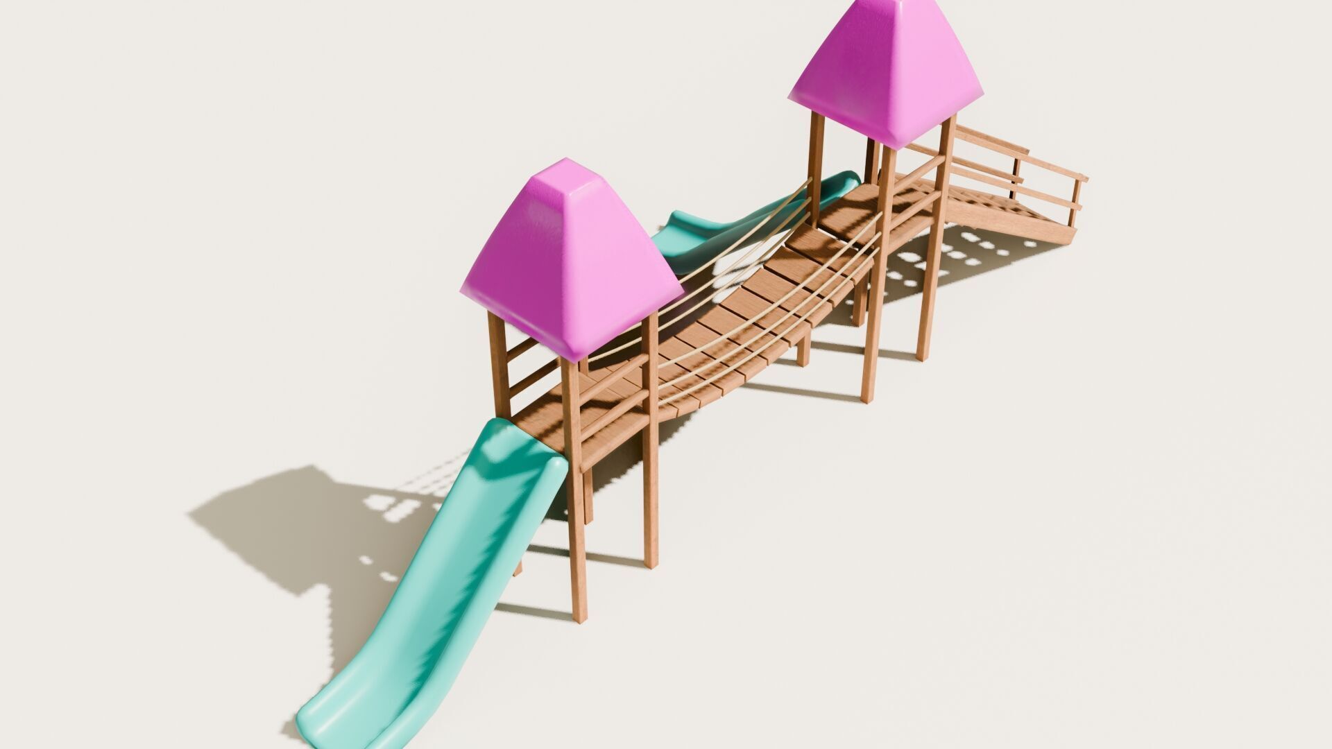 Playground castle with a slide Low-poly 3D model_5