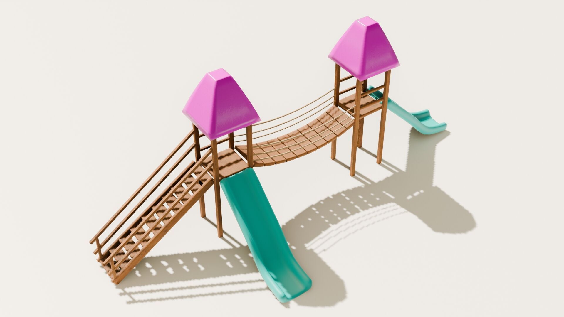 Playground castle with a slide Low-poly 3D model_10