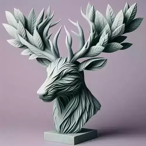 3D Printed Reindeer deer Head with Leaf Horns 3D print model