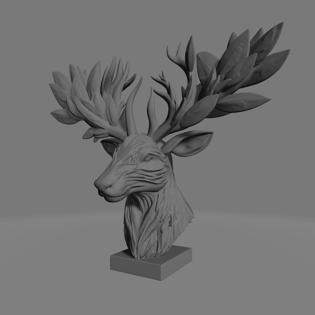 3D Printed Reindeer deer Head with Leaf Horns 3D print model_2