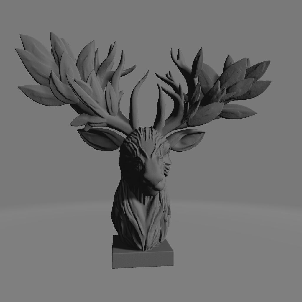 3D Printed Reindeer deer Head with Leaf Horns 3D print model_1