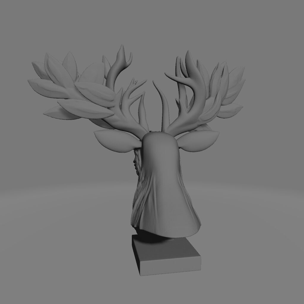 3D Printed Reindeer deer Head with Leaf Horns 3D print model_3